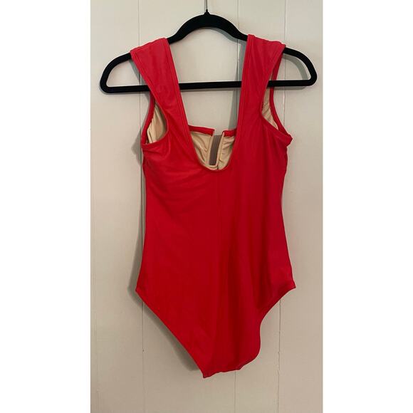 Kona Sol Dark Pink Wide Strap Notch Front One Piece Modest Size Med Barbiecore - Picture 2 of 5